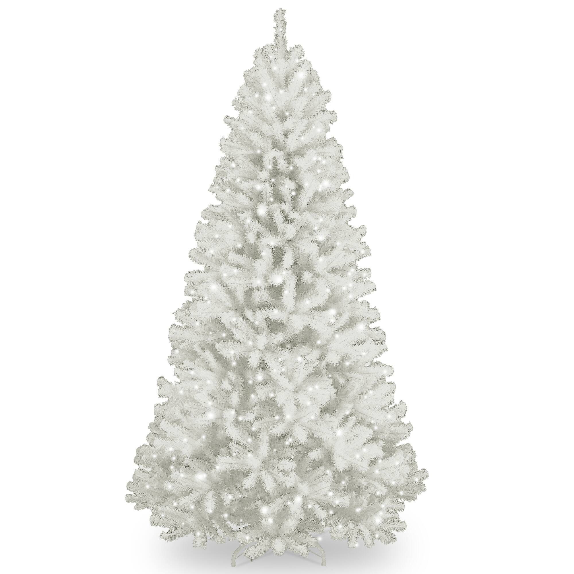 7.5ft. Pre-Lit North Valley™ White Spruce with Glitter Artificial Christmas Tree, Clear Lights